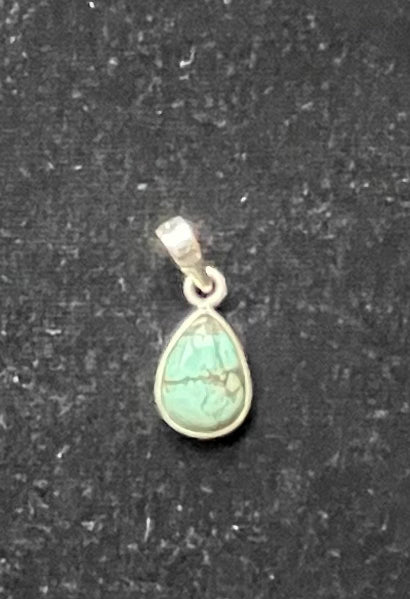 Druppelvormige hangertje met zilveren rand. 16x12mm 2,1 gram € 15,