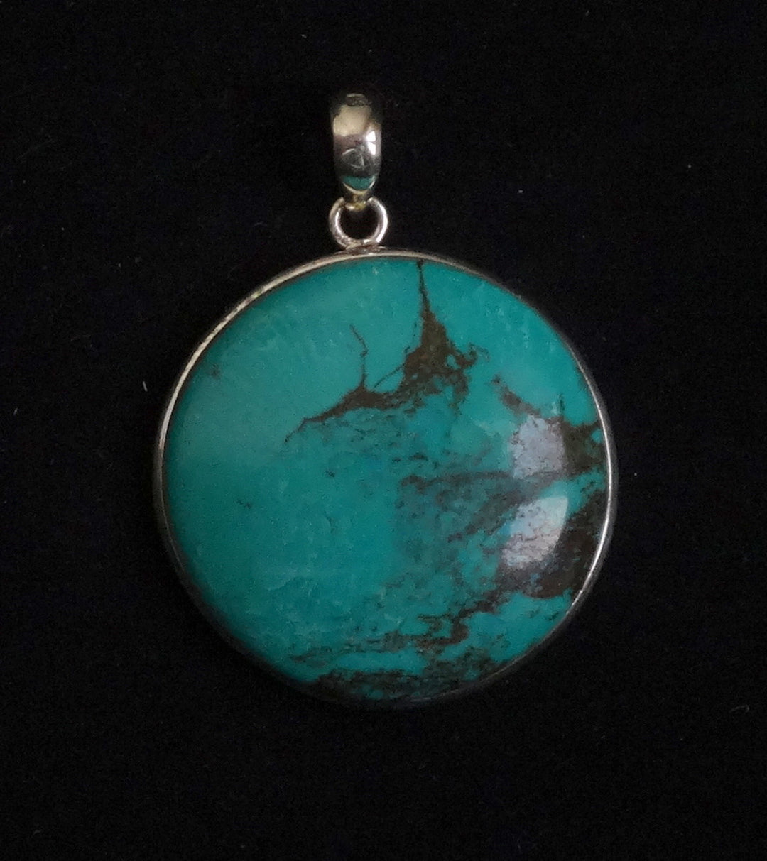 Mooi getekende turkoois hanger. Zilveren rand, waardoor de structuur van de teen beter uitkomt. 3
mm €40